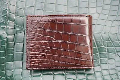 Full Real Crocodile Alligator Belly Leather Skin Men Bifold Wallet Brown #A20 • $62.90