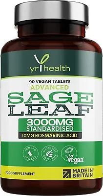 Sage Tablets 3000mg High Strength For Hot Flushes Night Sweats Perimenopause • £9.98