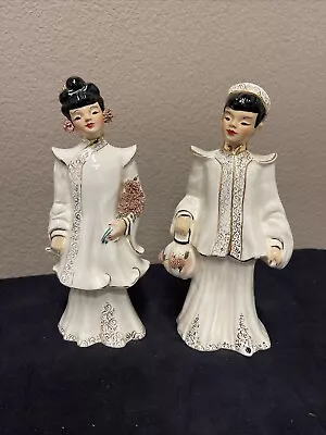 Vintage Florence Ceramics Asian Pair Lantern Boy & Blossom Girl California • $39.99