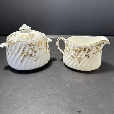 MINTON ENGLAND ~ ANCESTRAL  BONE CHINA SCALLOPED All GOLD Sugar & Creamer • $29