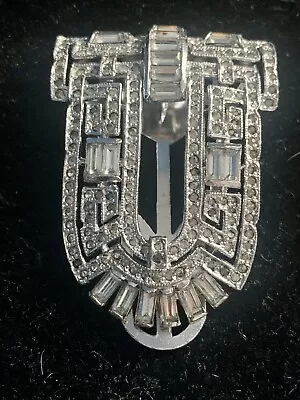 Vintage Large Clear Rhinestone Art Deco Fur Dress Clip • $69.99