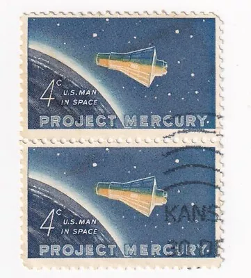 STAMP US SCOTT 1193  Project Mercury  4 CENT 1962 USED VERT PAIR • $1.59