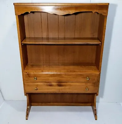 Vintage Colonial Rustic Country Farmhouse Maple Wood Bookcase Bookshelf Cabinet • $360