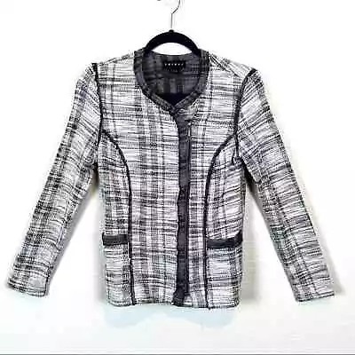 Tribal Moto Jacket Women's Size Small Black White Plaid Raw Edged Seam • $35