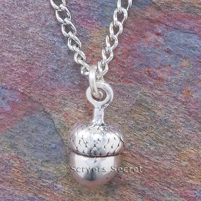 $29.99 • Buy 925 Sterling Silver ACORN 3D Charm Oak Tree Nut Pendant Chain Necklace 