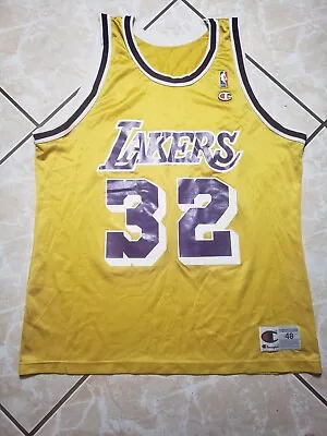 Vintage Champion Los Angeles Lakers NBA Magic Johnson #32 Jersey Gold Size 48 XL • $48.95