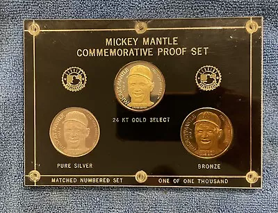 1995 Mickey Mantle N.y. Yankee  Commemorative Proof Set 1/1000 .999 Fine Silver  • $200
