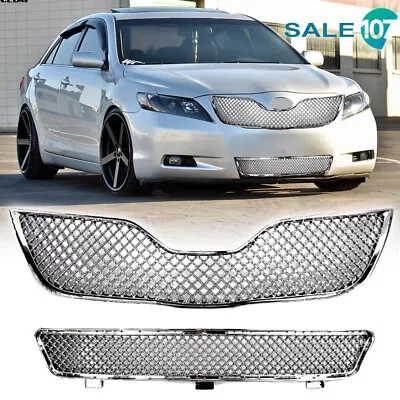 For 2007-2009 Toyota Camry Front Upper+Lower Grill Chrome Mesh Grille 2 Pc • $519.75