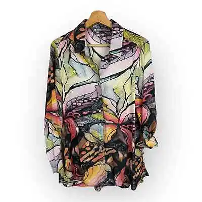 Cocoon House Womens Size Small Butterfly Silk Button Mother Of Pearl Blouse Top • $108