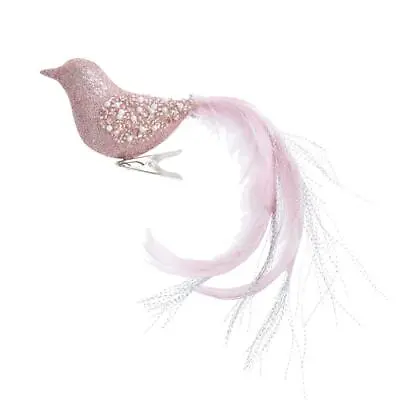 6.5  Pink Feather Long Tail Bird Clip-On Christmas Ornament • $11.99