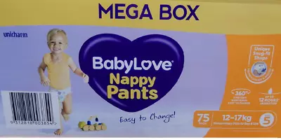 $45.99 • Buy Baby Love Nappy Pants Size 5 12 - 17 Kg 75 Pack. Super Pack