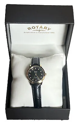 Rotary Ladies Diamond Set Dial Black Leather Strap Watch - BNIB/W1 • £19.99