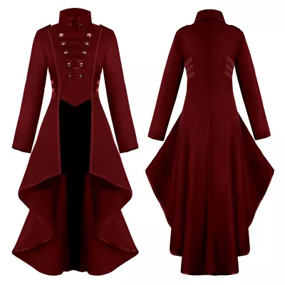 Women Gothic Steampunk Button Corset Costume Coat Tailcoat Jacket Overcoat Winte • $50.63