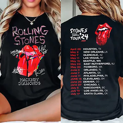 Vintage Rolling Stones Hackney Diamonds Tour 2024 T-Shirt Rolling Stones Gifts • $13.99