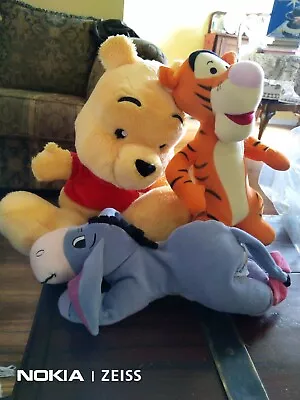 3x Disney SOFT TOYS LOT Winnie The Pooh BEAR  EEYORE Donkey TIGGER Tiger PLAYGRO • $34.99