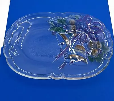 Mikasa Holiday Bells Clear Glass Platter • $12