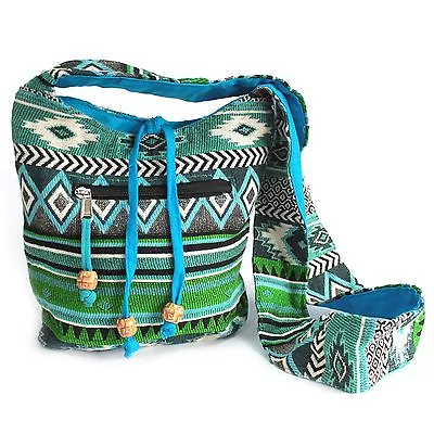 Jacquard Sling Shoulder Bag - Ethnic Hippy Fabric Cotton Bags • £12.95