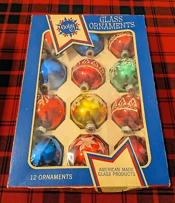8 Shiny Bright Micah Ornaments W/4 Rauch & USA Balls & Coby Box 12pc Vintage • $18.95