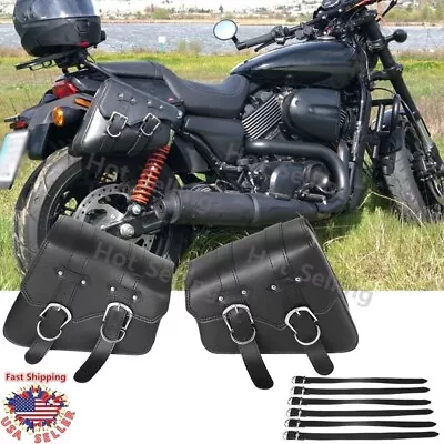 2Pcs Black Motorcycle PU Leather Side Saddle Bags For Suzuki Boulevard M109R M50 • $61.45