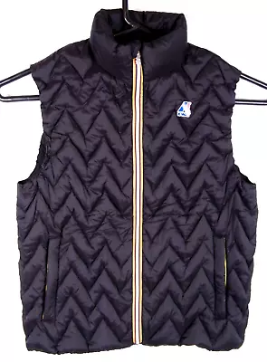 K-Way Zig-Zag Black Full Zip Packable Down Vest Women's Large • $34.99