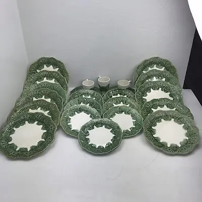 Vintage Secia Portugal Green Cabbage Leaf Plates & Cups • $249.29