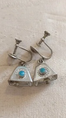 Vintage Native American Sterling Silver Bell Screw Back Earrings • £35.08