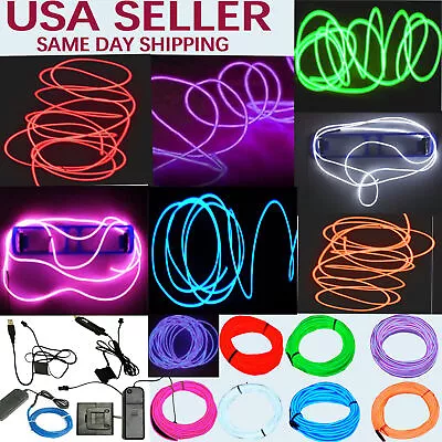 Neon LED Light Glow EL Wire String Strip Rope Tube Decor Car Party + Controller • $9