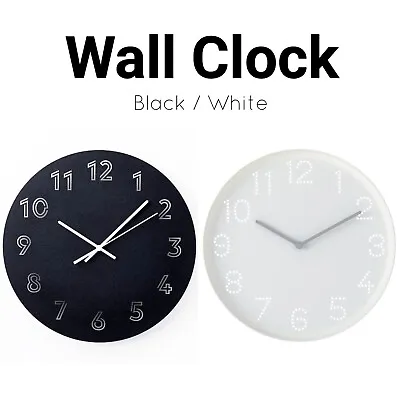 Wall Clock Round Analogue Home Decor Modern Bedroom Kitchen Office Clocks • £9.99