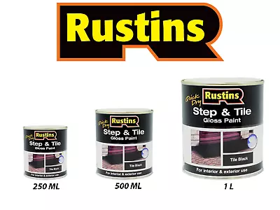 Rustins - Quick Dry Step And Tile Paint GLOSS- BLACK - 250ML / 500ML / 1L • £10.51