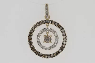 .95ctw Round Cut Diamond Double Circle Pendant Without Chain 14k Yellow Gold • $419.99