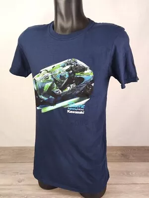 Silicone Kawasaki Team Motorsport Racing Blue T Shirt Mens Custom Print Cotton S • £19.99