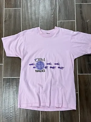Vintage 90s The Crim Walks 5k Mythology Pink T-Shirt Size S/M • $9.95