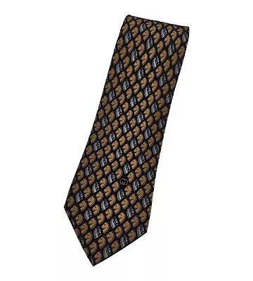 GUCCI Men's 100% Silk Necktie LUXURY Tie Gray Equestrian  Logo W:3.5  EUC • $58