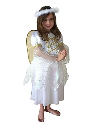 Gold Angel Girls Costume Halo Wings Christmas Nativity Fancy Dress School Play • £11.80