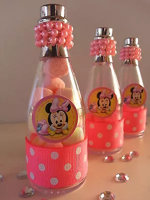 12 Minnie Mouse Fillable Champagne Bottles Baby Shower Favors Game Girl Birthday • $18.99