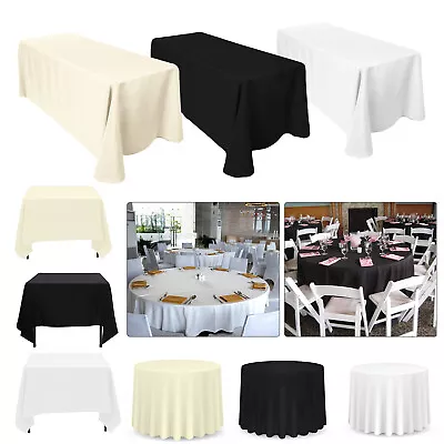 Round Rectangle Table Cover Cloth Dinner Table Linen Polyester Tablecloth Covers • £157.19