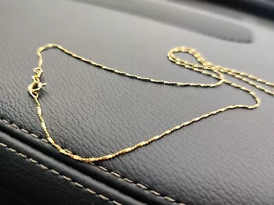 Fine 9ct Gold T-Bar Pendant Italian Necklace Chain ￼ • £120