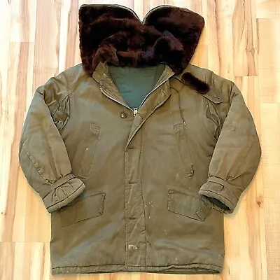 Vintage Military B-9 Parka Jacket Adult XL Talon Zipper Split Fur Hood Coat • $67.89