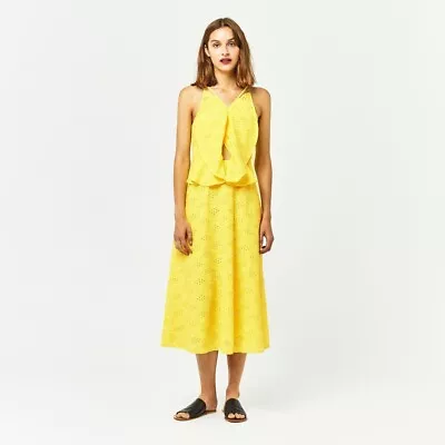 BNWT Warehouse Yellow Broderie Butterfly Midi Dress Size 10 • £30