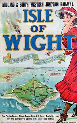 Vintage Midland South Western Railway Isle Of Wight Railway Poster Reprint A3/A4 • £5.38