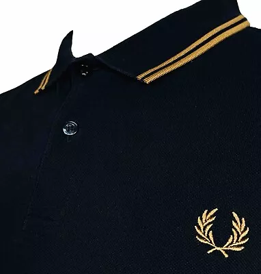 Fred Perry Navy/ Caramel M3600 Polo - Size XXL/2XL - Ska Mod 60s Casuals Scooter • £13.49