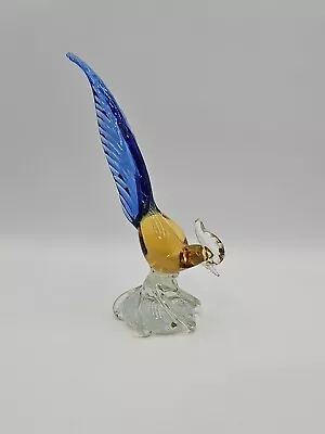 1950 Murano Archimede Serguso Venetian Glass Pheasant Amber & Blue • $89