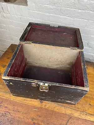 Vintage Wood Slant Top Box W/ Lid ~ Country Storage Box Brass Latch Worn Wood! • $29