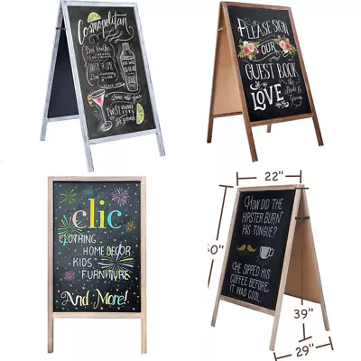 Wood A-Frame Sign Sidewalk Chalkboard Sandwich Board Menu Display For Restaurant • $49.99