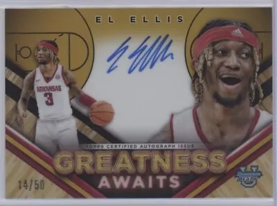 ELI ELLIS 2023-24 Bowman's Best U AUTO GOLD REFRACTOR GREATNESS AWAITS RC 14/50 • $29.99