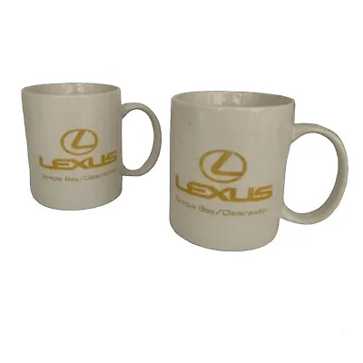 Lexus Coffee Tea 2 Mugs Ceramic White With Gold Logo Tampa Bay Clearwater FL • $24.75