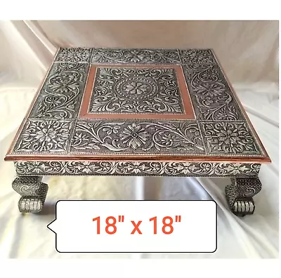 Indian Traditional Wooden Bajot Pooja Chowki For Puja Handmade Sitting Stool • $56.99