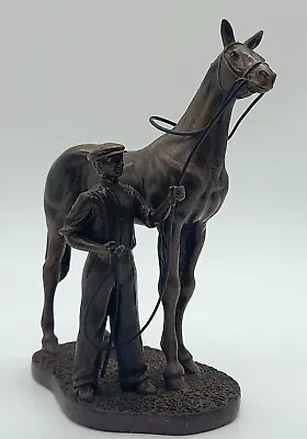 Racehorse Horse Racing Stable Hand Bronze Statue Sculpture Figurine Equestrian • £20