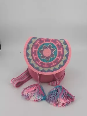 Authentic 100% Wayuu Mochila Colombian Backpack Handmade Pink Purple • $49.99