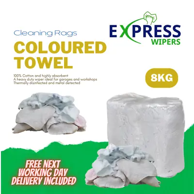 £27.50 • Buy 8kg Coloured Terry Towelling Cleaning Rags Wiping Wipers Cloths